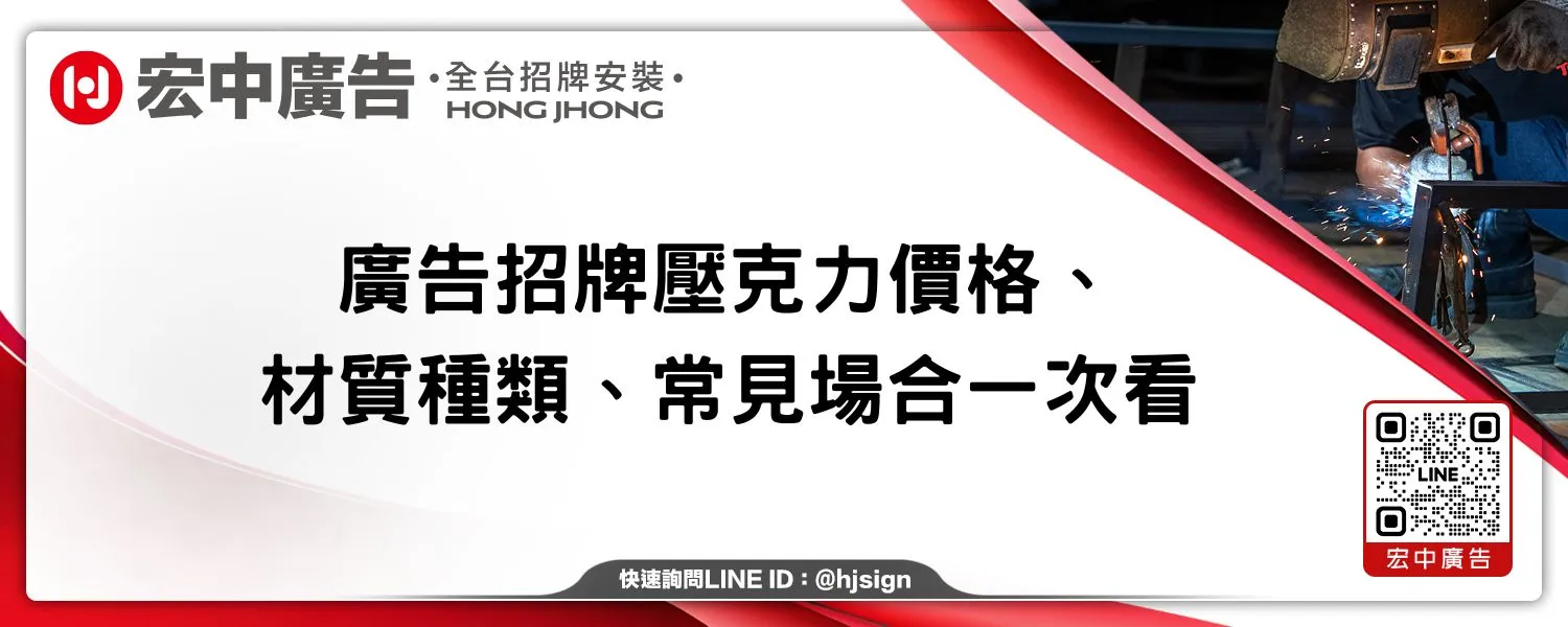 廣告招牌壓克力價格、材質種類、常見場合一次看